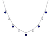 0.04ct Diamond & 0.90ct Lapis 14k White Gold Necklace
